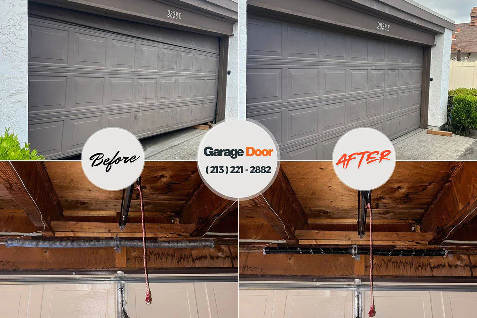 Before and after: garage door repair Pocola, OK